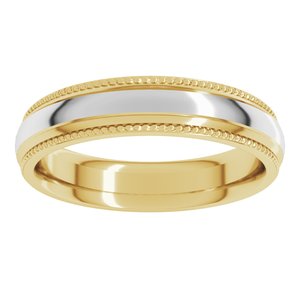 14K Yellow Or White Or Rose Gold Half Round Milgrain Comfort-Fit Band