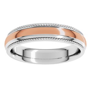 14K Yellow Or White Or Rose Gold Half Round Milgrain Comfort-Fit Band