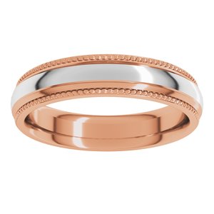 14K Yellow Or White Or Rose Gold Half Round Milgrain Comfort-Fit Band