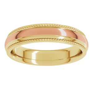 14K Yellow Or White Or Rose Gold Half Round Milgrain Comfort-Fit Band
