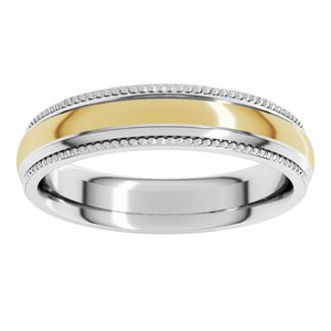 14K Yellow Or White Or Rose Gold Half Round Milgrain Comfort-Fit Band