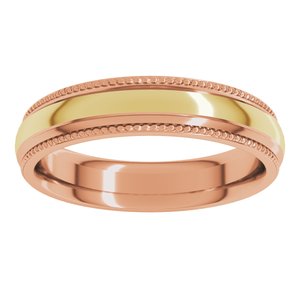 14K Yellow Or White Or Rose Gold Half Round Milgrain Comfort-Fit Band