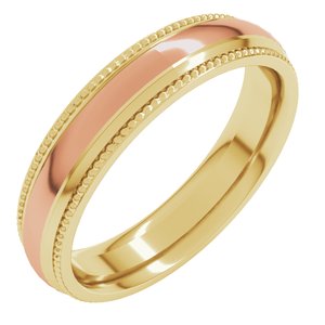 14K Yellow Or White Or Rose Gold Half Round Milgrain Comfort-Fit Band