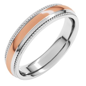 14K Yellow Or White Or Rose Gold Half Round Milgrain Comfort-Fit Band