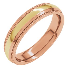 14K Yellow Or White Or Rose Gold Half Round Milgrain Comfort-Fit Band