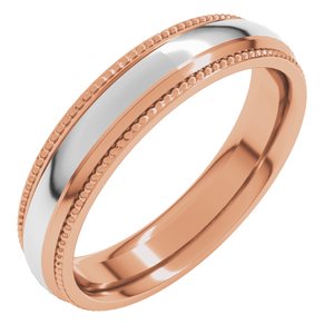 14K Yellow Or White Or Rose Gold Half Round Milgrain Comfort-Fit Band