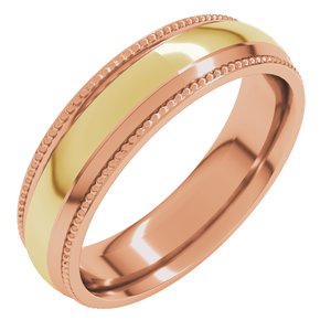 14K Yellow Or White Or Rose Gold Half Round Milgrain Comfort-Fit Band