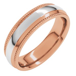 14K Yellow Or White Or Rose Gold Half Round Milgrain Comfort-Fit Band