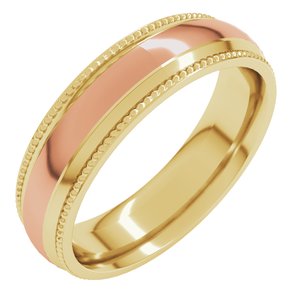 14K Yellow Or White Or Rose Gold Half Round Milgrain Comfort-Fit Band