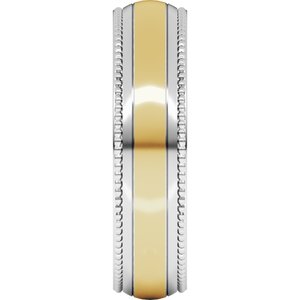 14K Yellow Or White Or Rose Gold Half Round Milgrain Comfort-Fit Band