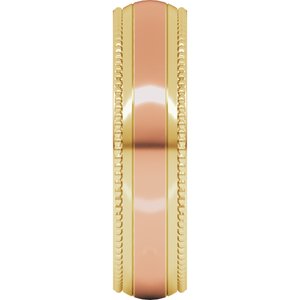 14K Yellow Or White Or Rose Gold Half Round Milgrain Comfort-Fit Band