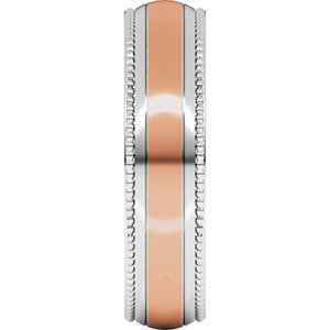 14K Yellow Or White Or Rose Gold Half Round Milgrain Comfort-Fit Band