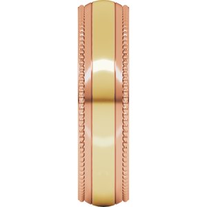 14K Yellow Or White Or Rose Gold Half Round Milgrain Comfort-Fit Band