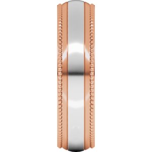 14K Yellow Or White Or Rose Gold Half Round Milgrain Comfort-Fit Band