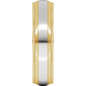 14K Yellow Or White Or Rose Gold Half Round Milgrain Comfort-Fit Band
