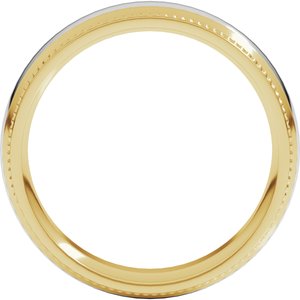 14K Yellow/White Half Round Milgrain Comfort-Fit Band