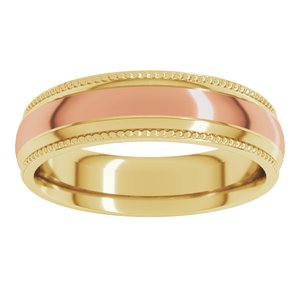 14K Yellow Or White Or Rose Gold Half Round Milgrain Comfort-Fit Band