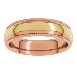 14K Yellow Or White Or Rose Gold Half Round Milgrain Comfort-Fit Band