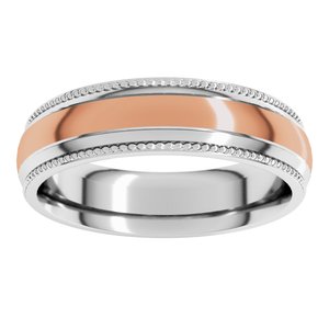 14K Yellow Or White Or Rose Gold Half Round Milgrain Comfort-Fit Band