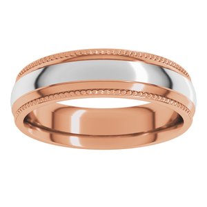 14K Yellow Or White Or Rose Gold Half Round Milgrain Comfort-Fit Band