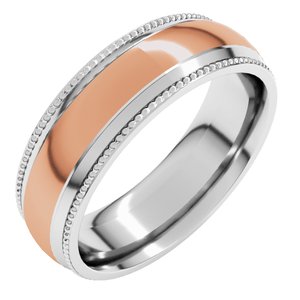 14K Yellow Or White Or Rose Gold Half Round Milgrain Comfort-Fit Band