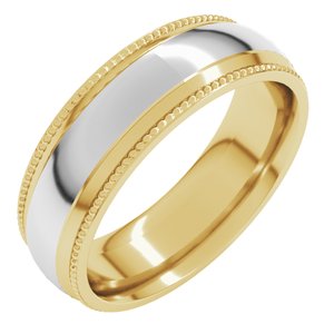 14K Yellow Or White Or Rose Gold Half Round Milgrain Comfort-Fit Band