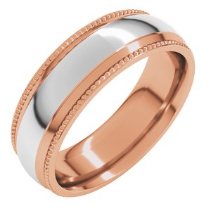 14K Yellow Or White Or Rose Gold Half Round Milgrain Comfort-Fit Band