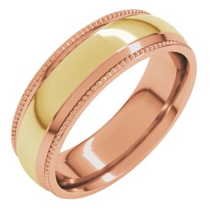 14K Yellow Or White Or Rose Gold Half Round Milgrain Comfort-Fit Band