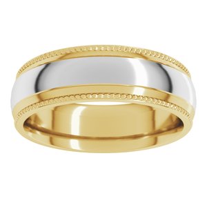 14K Yellow Or White Or Rose Gold Half Round Milgrain Comfort-Fit Band