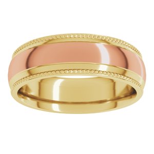 14K Yellow Or White Or Rose Gold Half Round Milgrain Comfort-Fit Band