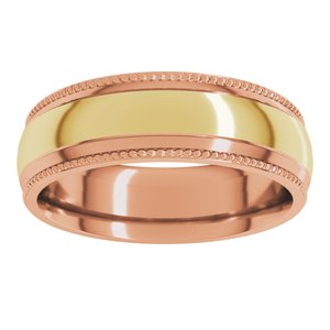 14K Yellow Or White Or Rose Gold Half Round Milgrain Comfort-Fit Band