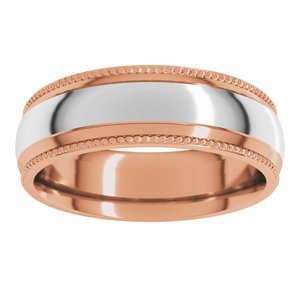 14K Yellow Or White Or Rose Gold Half Round Milgrain Comfort-Fit Band