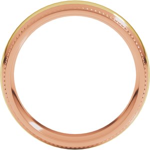 14K Yellow Or White Or Rose Gold Half Round Milgrain Comfort-Fit Band
