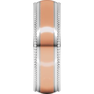 14K Yellow Or White Or Rose Gold Half Round Milgrain Comfort-Fit Band