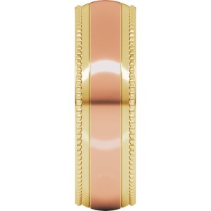 14K Yellow Or White Or Rose Gold Half Round Milgrain Comfort-Fit Band