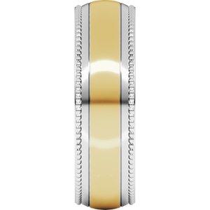 14K Yellow Or White Or Rose Gold Half Round Milgrain Comfort-Fit Band