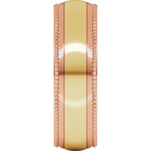 14K Yellow Or White Or Rose Gold Half Round Milgrain Comfort-Fit Band