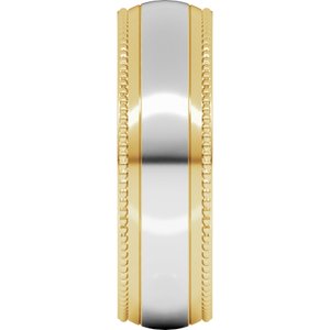 14K Yellow Or White Or Rose Gold Half Round Milgrain Comfort-Fit Band
