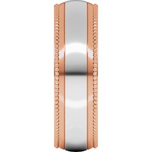 14K Yellow Or White Or Rose Gold Half Round Milgrain Comfort-Fit Band