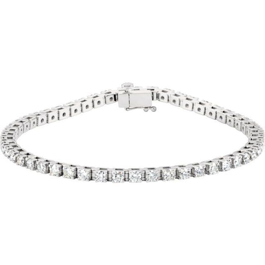 14K White Gold Round  2.7Mm Vs, F+ 7 1/4 In Polished Lab-Grown Diamond Bracelet