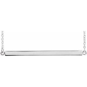 Sterling Silver 28.5 X 2.5 Mm 18 In Polished Four Sided Engravable Bar Necklace