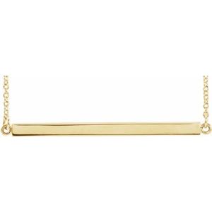 14K Yellow Gold 28.5 X 2.5 Mm 18 In Polished Four Sided Engravable Bar Necklace