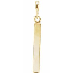 14K Yellow Or Rose Gold Or Sterling Silver Or Platinum Engravable Four-Sided Bar Pendant