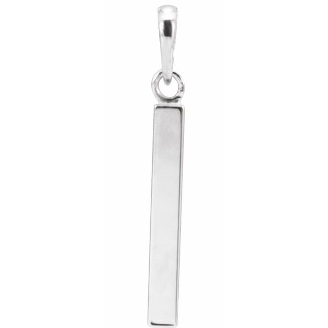 14K White Gold Or Sterling Silver Polished Engravable Four Sided Bar Pendant