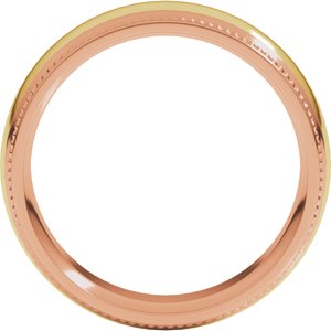 14K Yellow Or White Or Rose Gold Half Round Milgrain Comfort-Fit Band