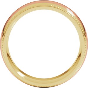 14K Yellow Or White Or Rose Gold Half Round Milgrain Comfort-Fit Band