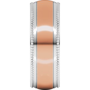 14K Yellow Or White Or Rose Gold Half Round Milgrain Comfort-Fit Band