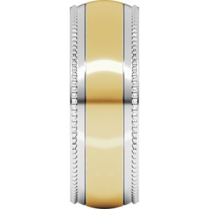 14K Yellow Or White Or Rose Gold Half Round Milgrain Comfort-Fit Band