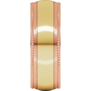 14K Yellow Or White Or Rose Gold Half Round Milgrain Comfort-Fit Band