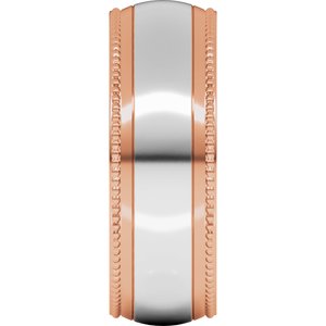 14K Yellow Or White Or Rose Gold Half Round Milgrain Comfort-Fit Band